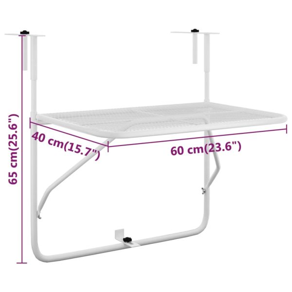 Mesa para varanda 60x40 cm aço branco - Image 7