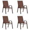 Cadeiras de jardim empilháveis 4 pcs textilene castanho