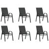 Cadeiras de jardim empilháveis 6 pcs textilene preto