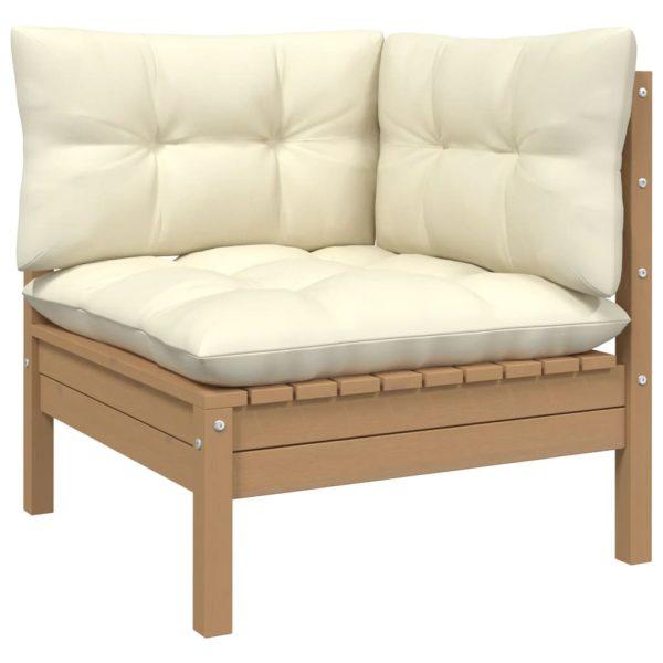 4 pcs conjunto lounge de jardim c/ almofadões pinho maciço - Image 3