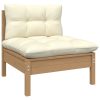 4 pcs conjunto lounge de jardim c/ almofadões pinho maciço - Image 4
