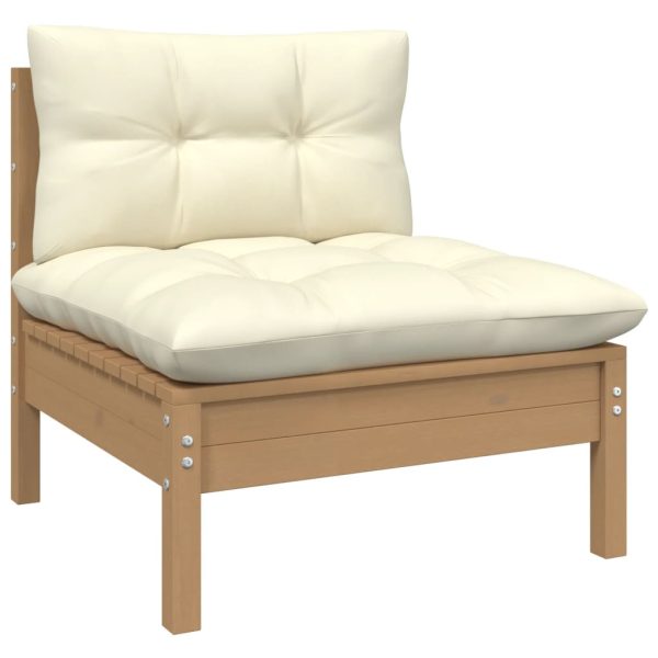 4 pcs conjunto lounge de jardim c/ almofadões pinho maciço - Image 4