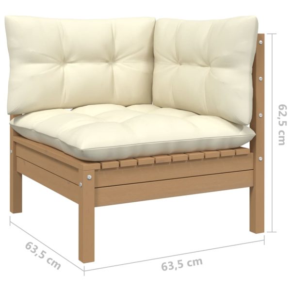 4 pcs conjunto lounge de jardim c/ almofadões pinho maciço - Image 5