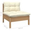 4 pcs conjunto lounge de jardim c/ almofadões pinho maciço - Image 6