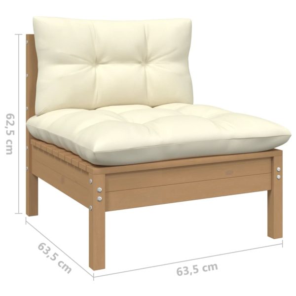 4 pcs conjunto lounge de jardim c/ almofadões pinho maciço - Image 6