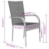 9 pcs conjunto de jantar para jardim preto - Image 8