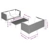 5 pcs conj. lounge jardim c/ almofadões vime PE cinzento-escuro - Image 7