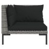13 pcs conj. lounge jardim c/ almofadões vime PE cinza-escuro - Image 6