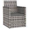 3 pcs conjunto lounge exterior c/ almofadões vime PE cinzento - Image 3