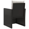 3 pcs conjunto lounge de exterior c/ almofadões vime PE preto - Image 6
