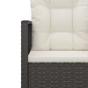 3 pcs conjunto lounge de exterior c/ almofadões vime PE preto - Image 7