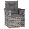 3 pcs conjunto lounge exterior c/ almofadões vime PE cinzento - Image 3