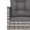 3 pcs conjunto lounge exterior c/ almofadões vime PE cinzento - Image 5