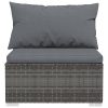 6 pcs conjunto lounge de jardim c/ almofadões vime PE cinzento - Image 6