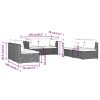 6 pcs conjunto lounge de jardim c/ almofadões vime PE cinzento - Image 7