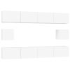6 pcs conjunto móveis de TV madeira processada branco brilhante - Image 2