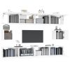 6 pcs conjunto móveis de TV madeira processada branco brilhante - Image 4