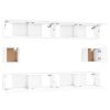 6 pcs conjunto móveis de TV madeira processada branco brilhante - Image 5