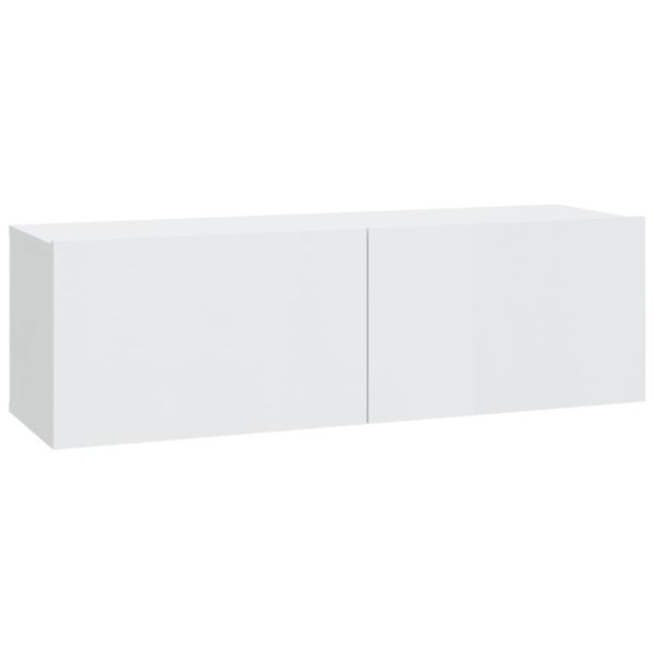 6 pcs conjunto móveis de TV madeira processada branco brilhante - Image 6