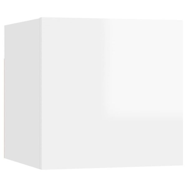 6 pcs conjunto móveis de TV madeira processada branco brilhante - Image 7