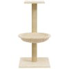 Árvore para gatos com poste arranhador sisal 74 cm cor creme - Image 4