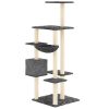 Árvore p/ gatos c/ postes arranhadores sisal 142cm cinza-escuro - Image 5