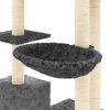 Árvore p/ gatos c/ postes arranhadores sisal 142cm cinza-escuro - Image 6