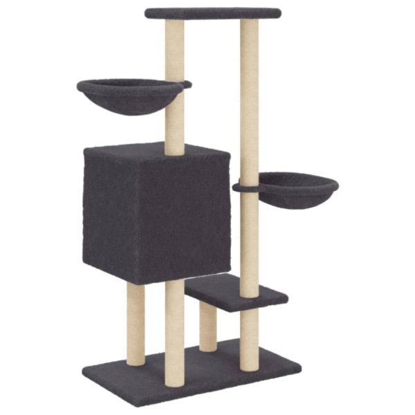 Árvore p/ gatos c/ postes arranhadores sisal 117cm cinza-escuro - Image 6