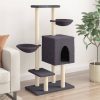Árvore p/ gatos c/ postes arranhadores sisal 117cm cinza-escuro