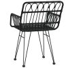 Cadeiras jardim c/ apoio braços 2 pcs 56x64x80 cm vime PE preto - Image 6