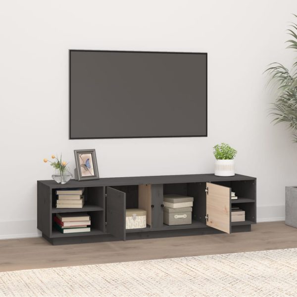 Móvel de TV 156x40x40 cm madeira de pinho maciça cinzento - Image 3