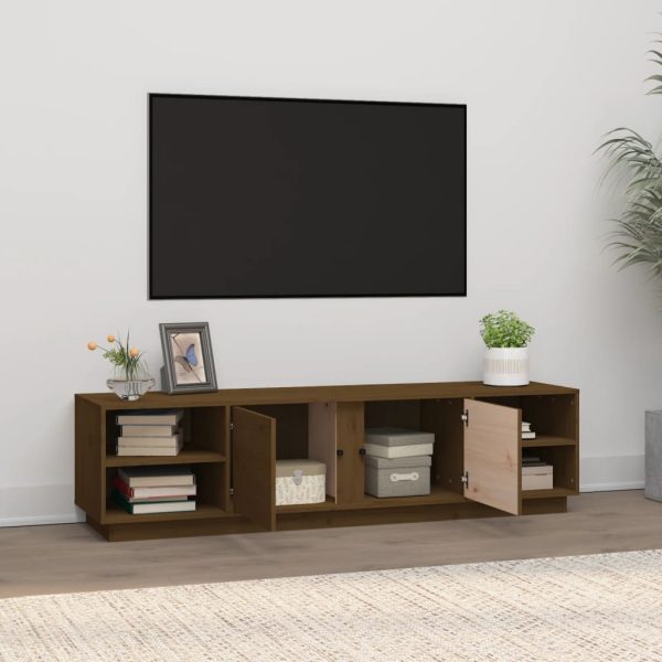 Móvel de TV 156x40x40 cm madeira de pinho maciça castanho mel - Image 3
