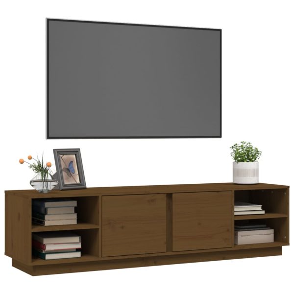 Móvel de TV 156x40x40 cm madeira de pinho maciça castanho mel - Image 4