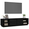 Móvel de TV 156x40x40 cm madeira de pinho maciça preto - Image 4