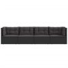 4 pcs conjunto lounge de jardim c/ almofadões vime PE preto - Image 4