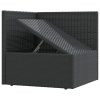 4 pcs conjunto lounge de jardim c/ almofadões vime PE preto - Image 7