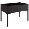 4 pcs conjunto lounge de jardim c/ almofadões vime PE preto - Image 4