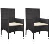 4 pcs conjunto lounge de jardim c/ almofadões vime PE preto - Image 7