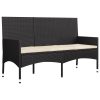 4 pcs conjunto lounge de jardim c/ almofadões vime PE preto - Image 10