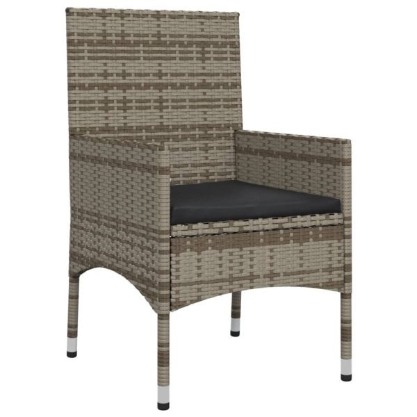 4 pcs conjunto lounge de jardim c/ almofadões vime PE cinzento - Image 8