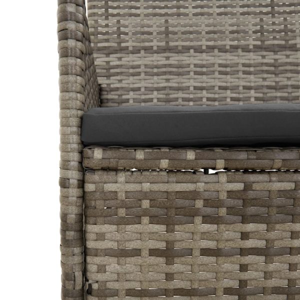 4 pcs conjunto lounge de jardim c/ almofadões vime PE cinzento - Image 9
