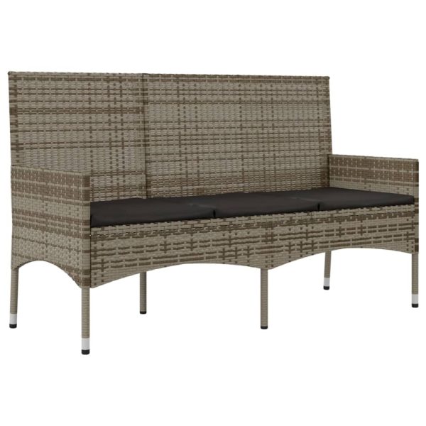 4 pcs conjunto lounge de jardim c/ almofadões vime PE cinzento - Image 10