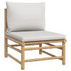 6 pcs conj. lounge de jardim bambu c/ almofadões cinzento-claro - Image 6