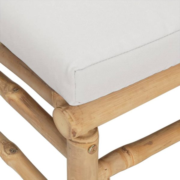 6 pcs conj. lounge de jardim bambu c/ almofadões cinzento-claro - Image 7