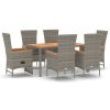 7 pcs conjunto de jantar p/ jardim c/ almofadões vime PE cinza - Image 2
