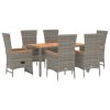 7 pcs conjunto de jantar p/ jardim c/ almofadões vime PE cinza - Image 3