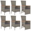 7 pcs conjunto de jantar p/ jardim c/ almofadões vime PE cinza - Image 4