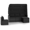 4 pcs conjunto de sofás para jardim c/ almofadões vime PE preto - Image 2