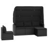 4 pcs conjunto de sofás para jardim c/ almofadões vime PE preto - Image 3