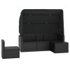 4 pcs conjunto de sofás para jardim c/ almofadões vime PE preto - Image 4